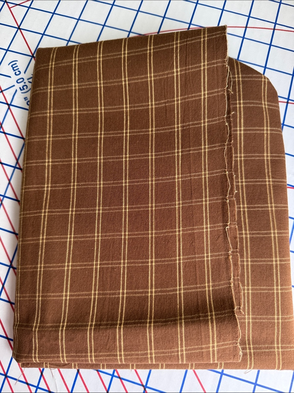 Vintage Brown Windowpane Plaid Homespun Style Fabric 1 Yard x 44” Rustic Cotton